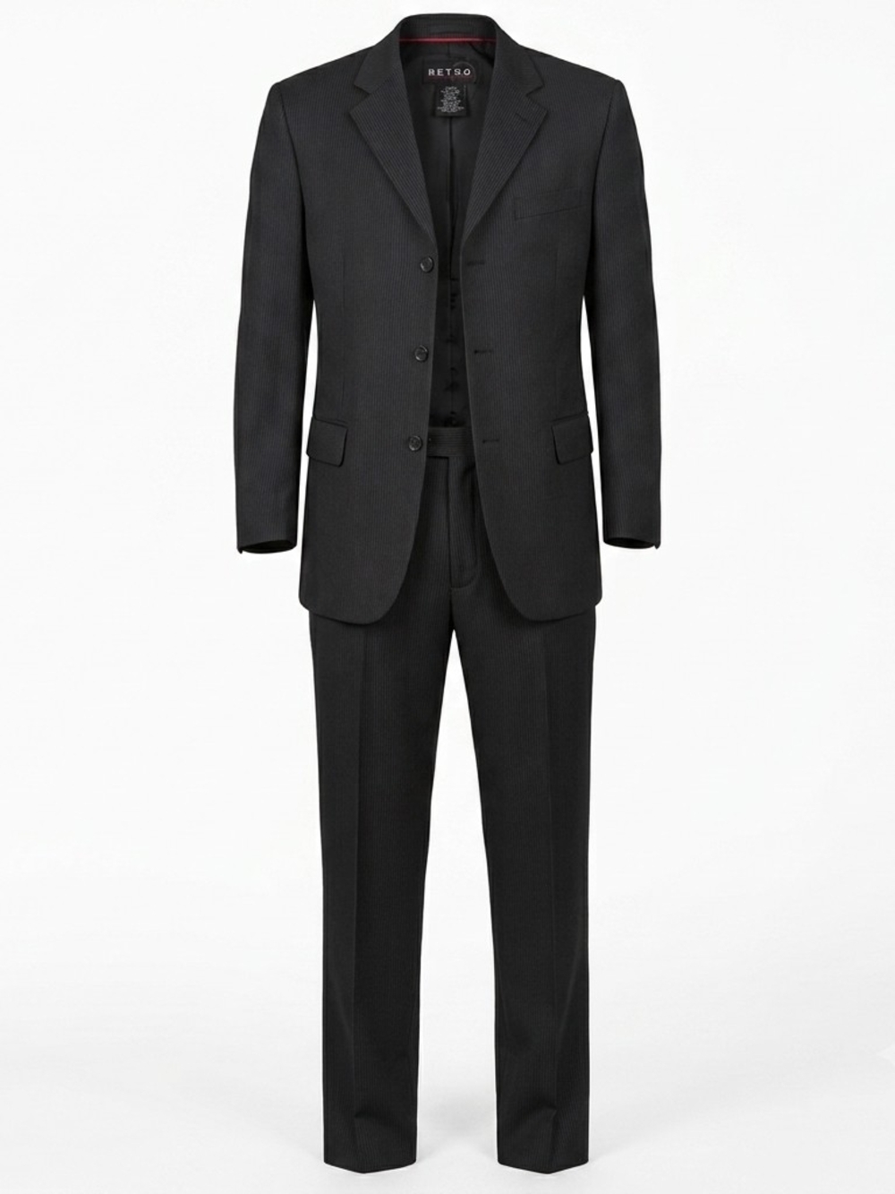 Retro Men's Black Pinstripe 2-Piece Suit | Jacket Medium & Pants 33x32